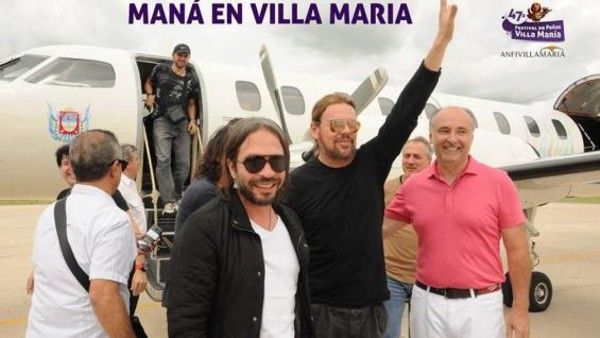 Maná llega a Villa María. Imagen subida a Tweeter por el intendente Accastello.