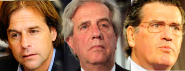 Luis Lacalle Pou, Tabaré Vázquez y Pedro Bordaberry, candidatos para suceder a Mujica.