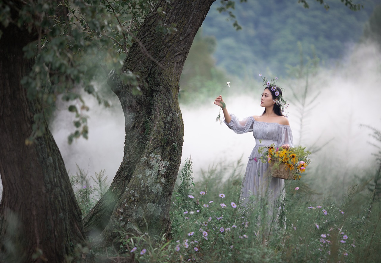 naturaleza medioambiente arbol flor mujer