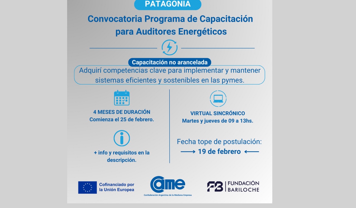 Invitan a capacitarse como auditor energético patagónico